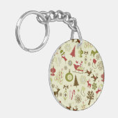 Retro kerstketels naadloos patroon sleutelhanger (Voorkant Links)