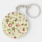 Retro kerstketels naadloos patroon sleutelhanger (Achterkant)