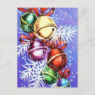 Retro Kerstklokken Vakantie briefkaart