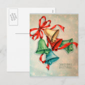  retro kerstklokken Vakantie briefkaart (Voorkant / Achterkant)