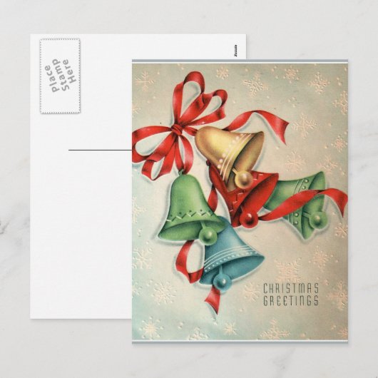  retro kerstklokken Vakantie briefkaart (Voorkant / Achterkant)