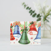 retro kerstklokken Vakantie briefkaart (Staand voorkant)