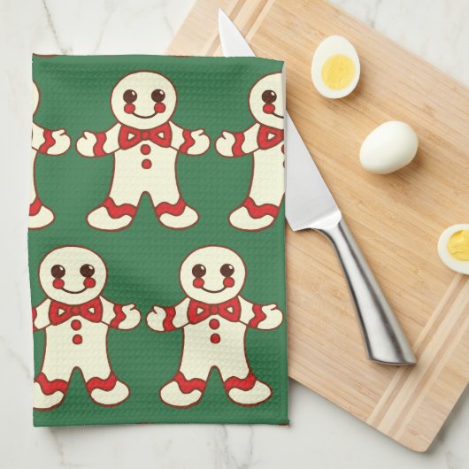 Retro-kerstkoekjes keukenhanddoekjes theedoek (Quarter Fold)
