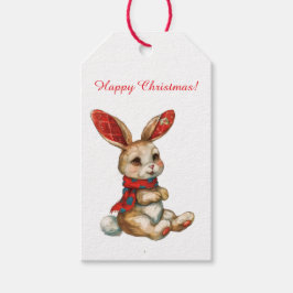 RETRO KERSTKONIJN Cadeaubijslage Cadeaulabel