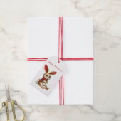 RETRO KERSTKONIJN Cadeaubijslage Cadeaulabel (Met Touw)
