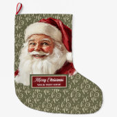 Retro kerstkous met ouderwetse kerstman grote kerstsok (Voorkant)