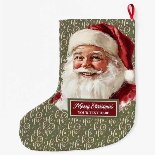 Retro kerstkous met ouderwetse kerstman grote kerstsok (Achterkant)