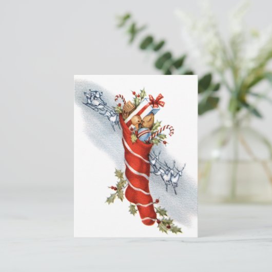 Retro Kerstkousen Briefkaart (Staand voorkant)