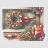 Retro Kerstkrans Decoupage Tissuepapier (Voorkant)