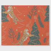 Retro kerstkunst cadeaupapier (Vlak)