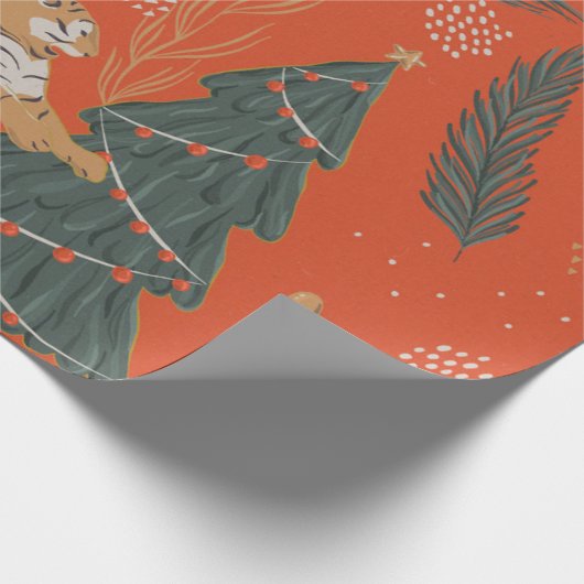 Retro kerstkunst cadeaupapier (Hoek)