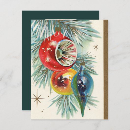 Retro kerstlamp voeg berichtkaart toe feestdagenkaart (Voorkant / Achterkant)