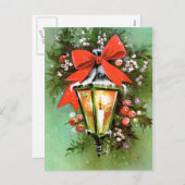 retro kerstlicht Vakantie briefkaart (Voorkant / Achterkant)