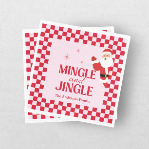 Retro Kerstlied en Kerstfeest Kerst Checkerboard R Servet