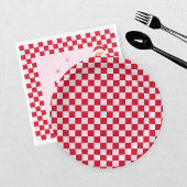 Retro Kerstlied en Kerstfeest Kerst Checkerboard R Servet