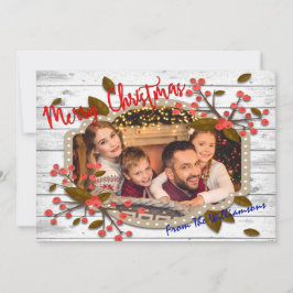 Retro kerstLijst foto Feestdagenkaart
