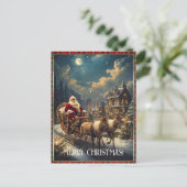 Retro Kerstman Aangepaste Foto Adres Klassieke Ker Feestdagenkaart (Staand voorkant)