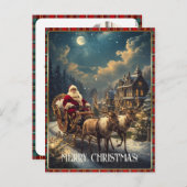 Retro Kerstman Aangepaste Foto Adres Klassieke Ker Feestdagenkaart (Voorkant / Achterkant)