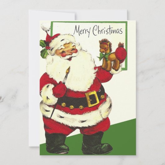 Retro Kerstman Aangepaste Kerstvakantie Feestdagenkaart (Voorkant)