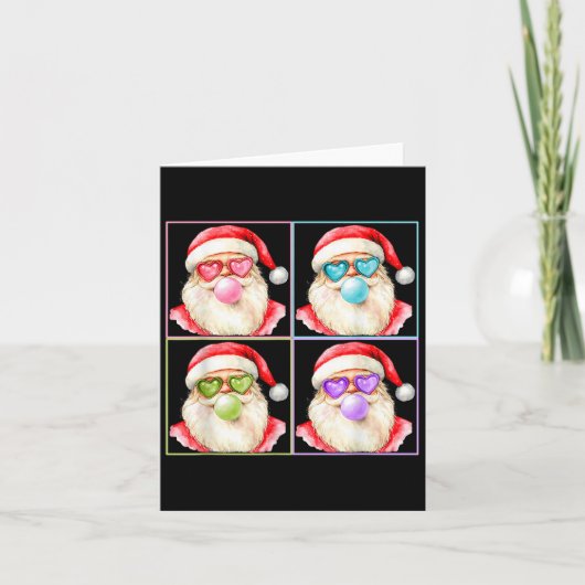 Retro Kerstman Blaast Bubble Gum P Art Zonnebril C Kaart (Voorkant)