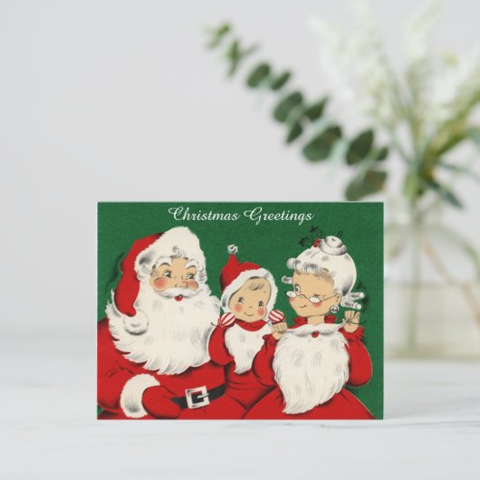  Retro Kerstman Briefkaart (Staand voorkant)