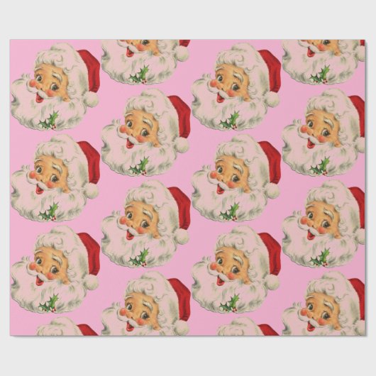 Retro  kerstman cadeaupapier (Vlak)