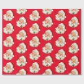 Retro  kerstman cadeaupapier (Vlak)