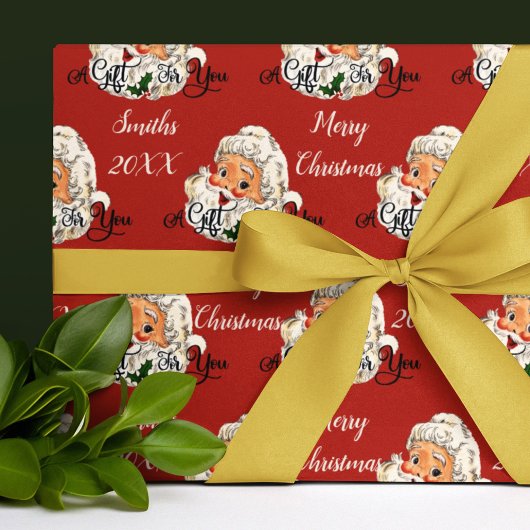 Retro kerstman cadeaupapier