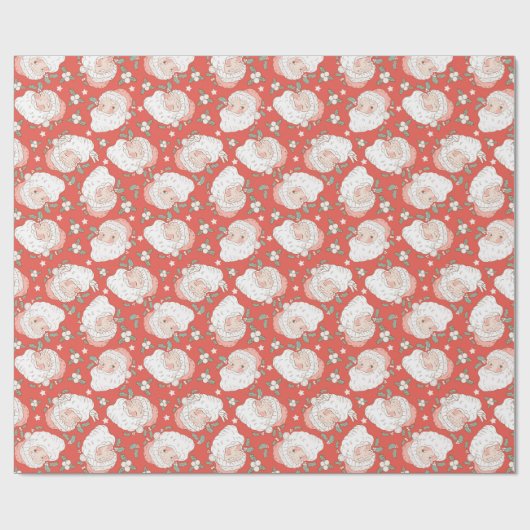 Retro  kerstman cadeaupapier (Vlak)