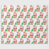 Retro  kerstman cadeaupapier (Vlak)