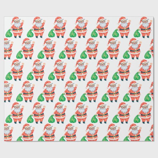 Retro  kerstman cadeaupapier (Vlak)