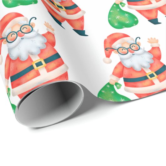 Retro  kerstman cadeaupapier (Rol Hoek)