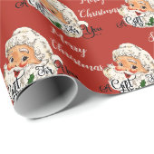 Retro kerstman cadeaupapier (Rol Hoek)