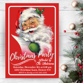  retro kerstman checkt zijn kerstlijst kaart