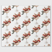 Retro Kerstman Cocktail Kerstmis Cadeaupapier (Vlak)
