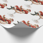 Retro Kerstman Cocktail Kerstmis Cadeaupapier (Hoek)