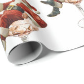 Retro Kerstman Cocktail Kerstmis Cadeaupapier (Rol Hoek)