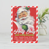 Retro  Kerstman Custom Christmas Party Kaart (Staand voorkant)