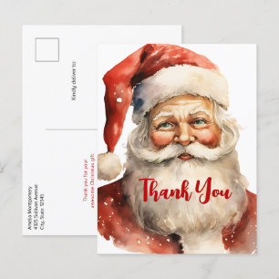 Retro Kerstman dank je wel Briefkaart