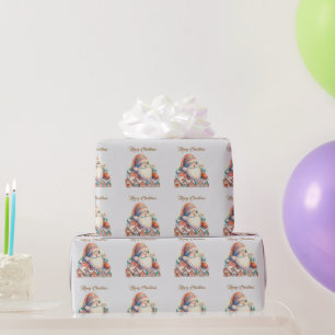 Retro Kerstman Dorp Cadeaupapier
