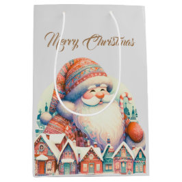 Retro Kerstman Dorp Medium Cadeauzakje