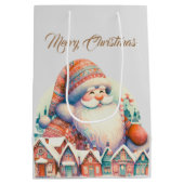 Retro Kerstman Dorp Medium Cadeauzakje (Achterkant)