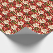  retro kerstman en bogen cadeaupapier (Hoek)