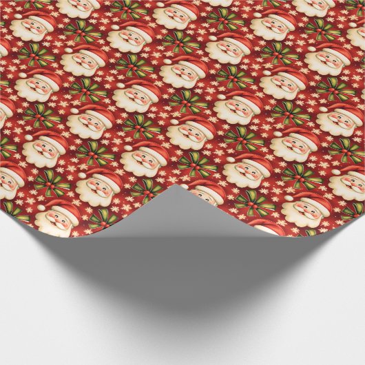 retro kerstman en bogen cadeaupapier (Hoek)