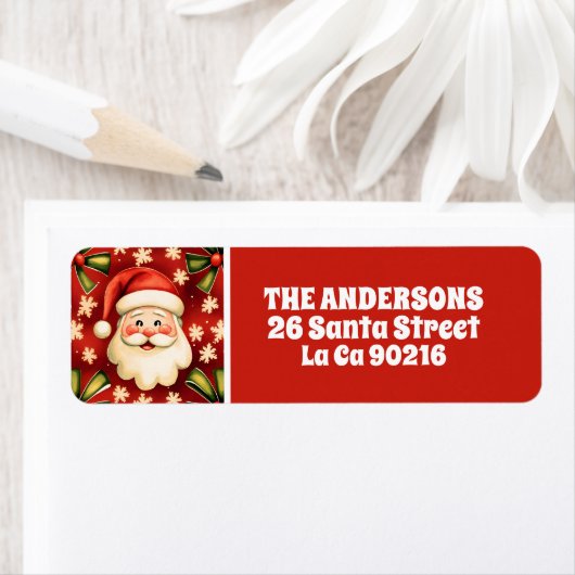 retro kerstman en bogen etiket (Insitu)