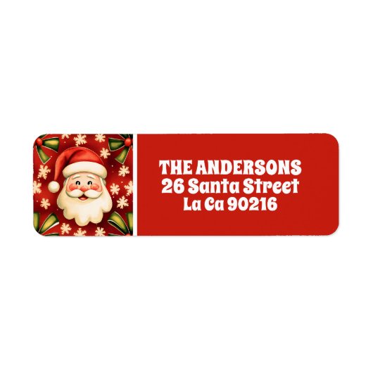 retro kerstman en bogen etiket (Voorkant)