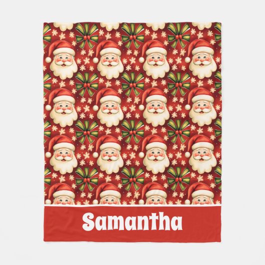 retro kerstman en bogen fleece deken (Voorkant)