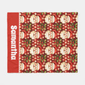 retro kerstman en bogen fleece deken (Voorkant (Horizontaal))