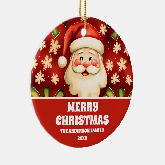  retro kerstman en bogen keramisch ornament (Rechts)