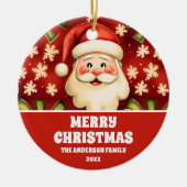 retro kerstman en bogen keramisch ornament (Voorkant)